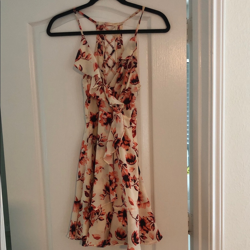 Romeo & Juliet Couture Cream Midi Dress with Rust Floral Print